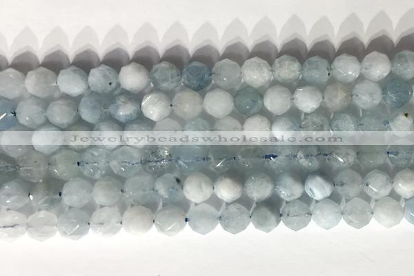 CNG9085 15.5 inches 8mm faceted nuggets aquamarine gemstone beads