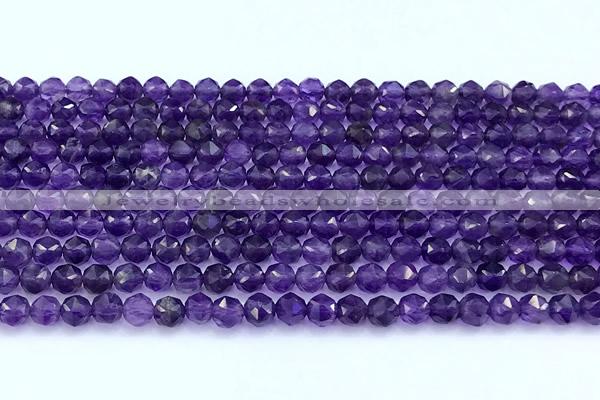 CNG9109 15 inches 4mm faceted nuggets amethyst beads