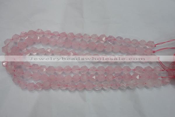 CNG920 15 inches 10mm faceted nuggets rose quartz beads