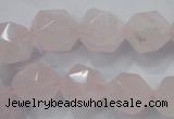 CNG922 15 inches 14mm faceted nuggets rose quartz beads