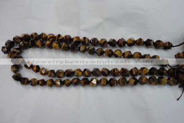 CNG937 15 inches 10mm faceted nuggets yellow tiger eye beads