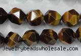 CNG938 15 inches 12mm faceted nuggets yellow tiger eye beads