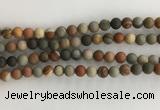 CNI377 15.5 inches 8mm round matte American picture jasper beads