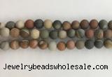 CNI378 15.5 inches 10mm round matte American picture jasper beads