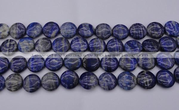 CNL1108 15.5 inches 16mm flat round lapis lazuli gemstone beads