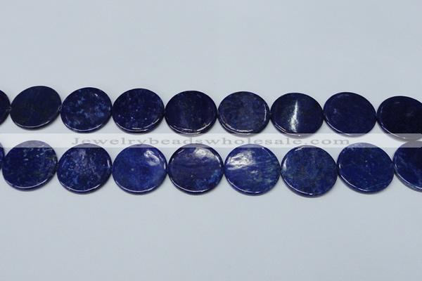 CNL1280 15.5 inches 25mm flat round natural lapis lazuli beads