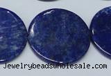 CNL1281 15.5 inches 30mm flat round natural lapis lazuli beads