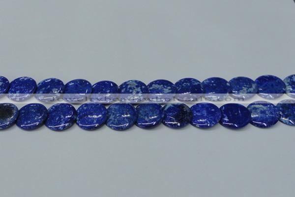 CNL1303 15.5 inches 22mm flat round natural lapis lazuli beads