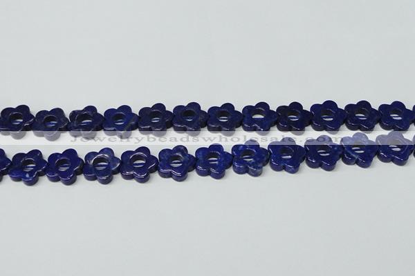 CNL1310 15.5 inches 16mm carved flower natural lapis lazuli beads