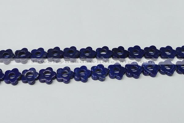 CNL1311 15.5 inches 18mm carved flower natural lapis lazuli beads