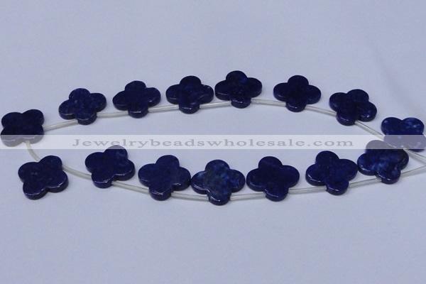 CNL1317 Top drilled 24mm flower natural lapis lazuli beads