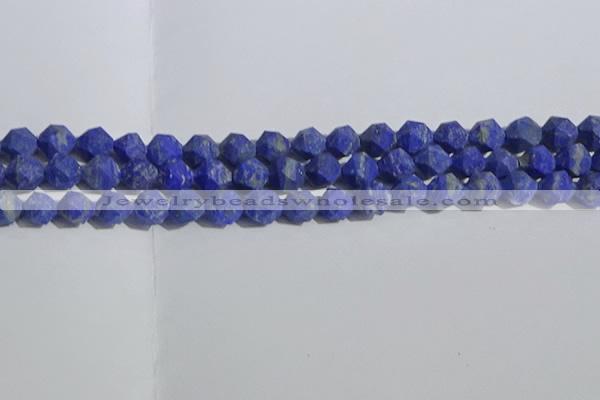 CNL1666 15.5 inches 8mm faceted nuggets matte lapis lazuli beads