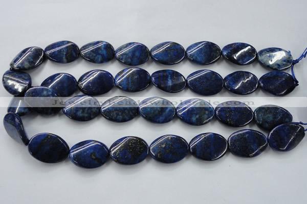 CNL704 15.5 inches 18*25mm twisted oval natural lapis lazuli beads