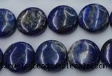 CNL733 15.5 inches 16mm flat round natural lapis lazuli gemstone beads