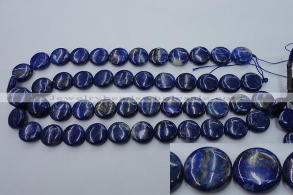 CNL733 15.5 inches 16mm flat round natural lapis lazuli gemstone beads