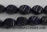 CNL920 15.5 inches 10*14mm twisted rice natural lapis lazuli beads