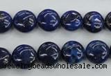 CNL924 15.5 inches 12mm flat round natural lapis lazuli gemstone beads