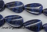 CNL985 15.5 inches 17*25mm twisted flat teardrop natural lapis lazuli beads