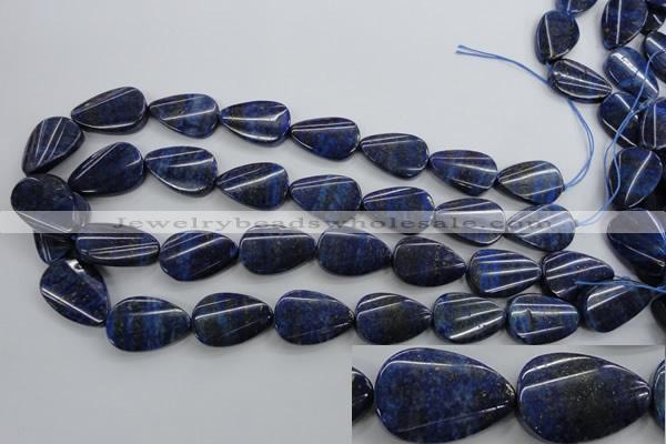 CNL985 15.5 inches 17*25mm twisted flat teardrop natural lapis lazuli beads