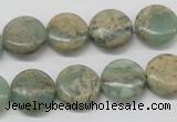 CNS10 16 inches 14mm flat round natural serpentine jasper beads