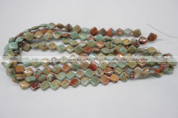 CNS118 15.5 inches 10*10mm diamond natural serpentine jasper beads