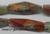 CNS134 15.5 inches 12*40mm faceted rice natural serpentine jasper beads