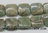 CNS16 16 inches 14*14mm square natural serpentine jasper beads