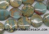 CNS161 15.5 inches 16mm flat round natural serpentine jasper beads