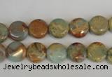 CNS189 15.5 inches 10mm flat round natural serpentine jasper beads