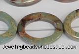 CNS198 15.5 inches 22*30mm oval donut natural serpentine jasper beads