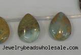 CNS200 Top-drilled 15*20mm flat teardrop natural serpentine jasper beads