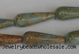 CNS201 15.5 inches 10*30mm teardrop natural serpentine jasper beads