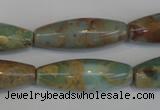 CNS204 15.5 inches 10*30mm rice natural serpentine jasper beads