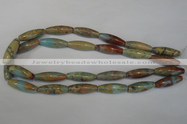 CNS204 15.5 inches 10*30mm rice natural serpentine jasper beads