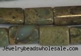 CNS215 15.5 inches 8*12mm flat tube natural serpentine jasper beads