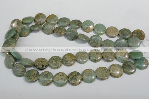 CNS232 15.5 inches 18mm flat round natural serpentine jasper beads