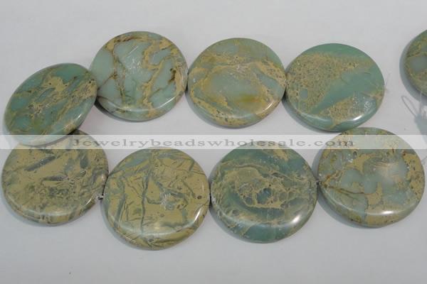 CNS238 15.5 inches 50mm flat round natural serpentine jasper beads