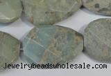 CNS262 20*30mm twisted & faceted rectangle natural serpentine jasper beads