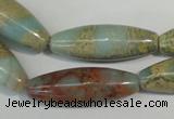 CNS278 15.5 inches 10*30mm rice natural serpentine jasper beads