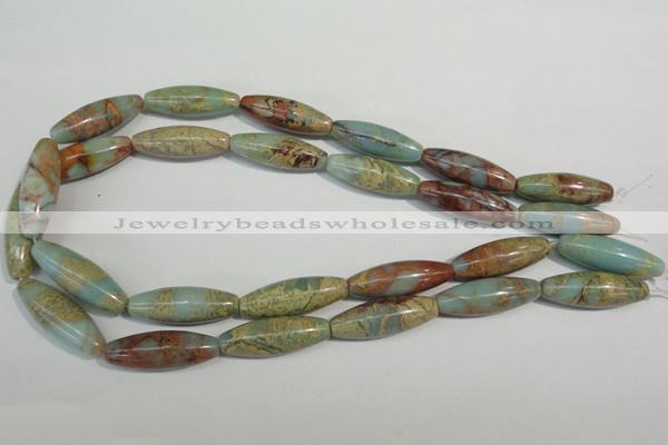 CNS278 15.5 inches 10*30mm rice natural serpentine jasper beads