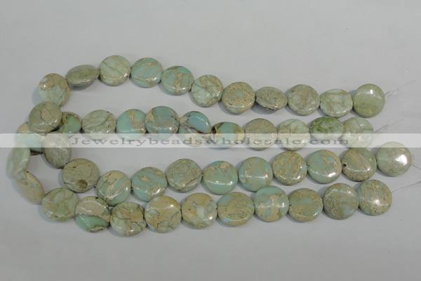 CNS286 15.5 inches 18mm flat round natural serpentine jasper beads