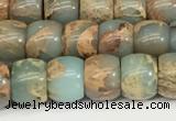 CNS306 15.5 inches 6*8mm rondelle serpentine jasper beads