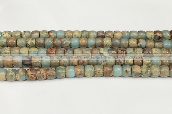 CNS306 15.5 inches 6*8mm rondelle serpentine jasper beads