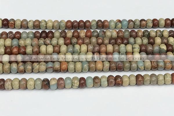 CNS324 15.5 inches 4*6mm rondelle serpentine jasper beads