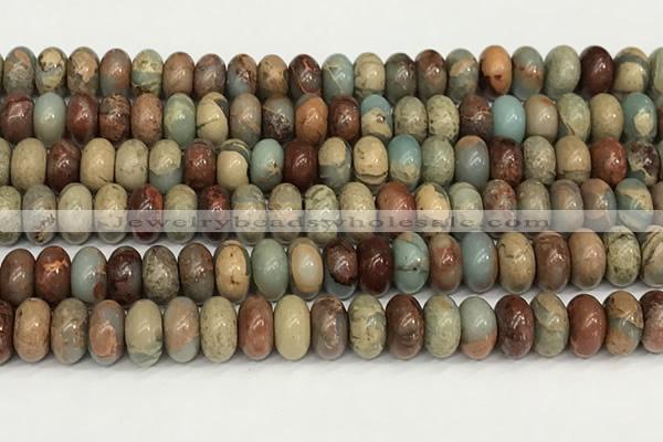 CNS326 15.5 inches 6*10mm rondelle serpentine jasper beads