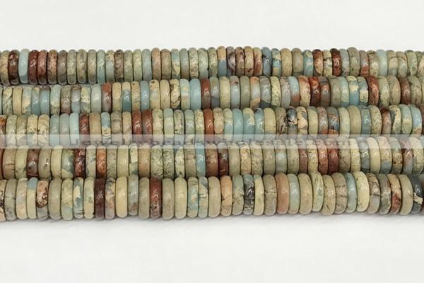 CNS328 15.5 inches 3*10mm rondelle serpentine jasper beads