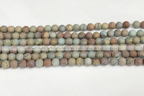 CNS346 15.5 inches 8mm round matte serpentine jasper beads