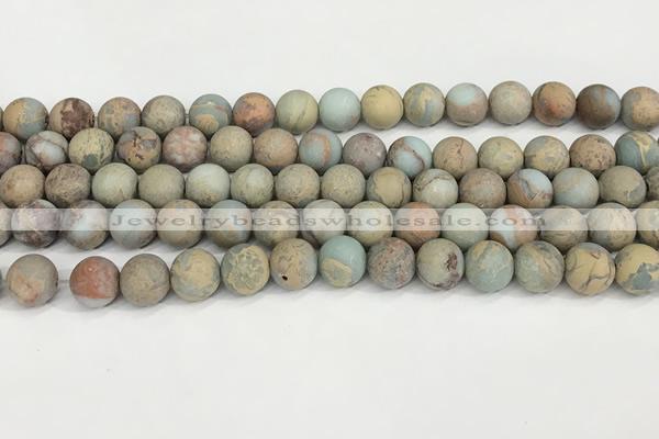 CNS348 15.5 inches 10mm round matte serpentine jasper beads