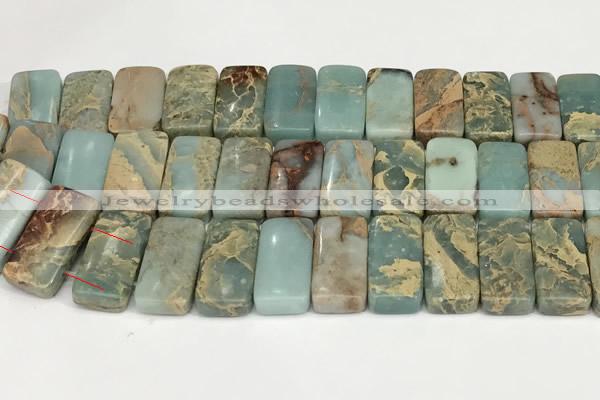 CNS353 7.5 inches 10*20mm rectangle double drilled serpentine jasper beads