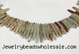 CNS355 Top drilled 5*15mm - 6*45mm sticks serpentine jasper beads